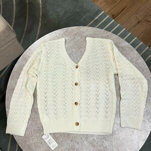 Cream Colored Button Down Sweater Womens - Small